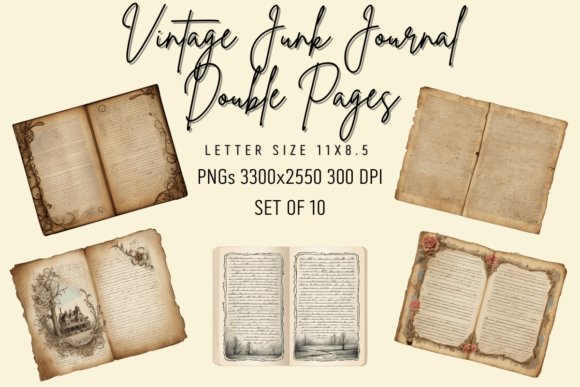 Download Vintage Old Paper Junk Journal Pages Set - Old paper junk journal Collection