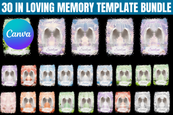Download 30 in Loving Memory Editable Bundle - Editable bundle Collection