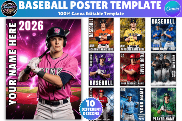 Download Baseball Poster Canva Editable Bundle - Editable bundle Collection