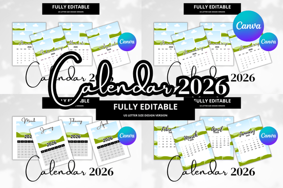 Download 2026 Calendar Photo Editable Bundle - Editable bundle Collection