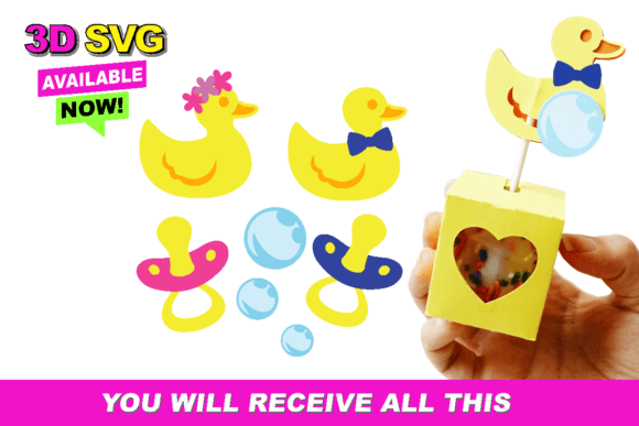 Download Rubber Duckie Cake Pop Box 3D SVG - Rubber duckie Collection